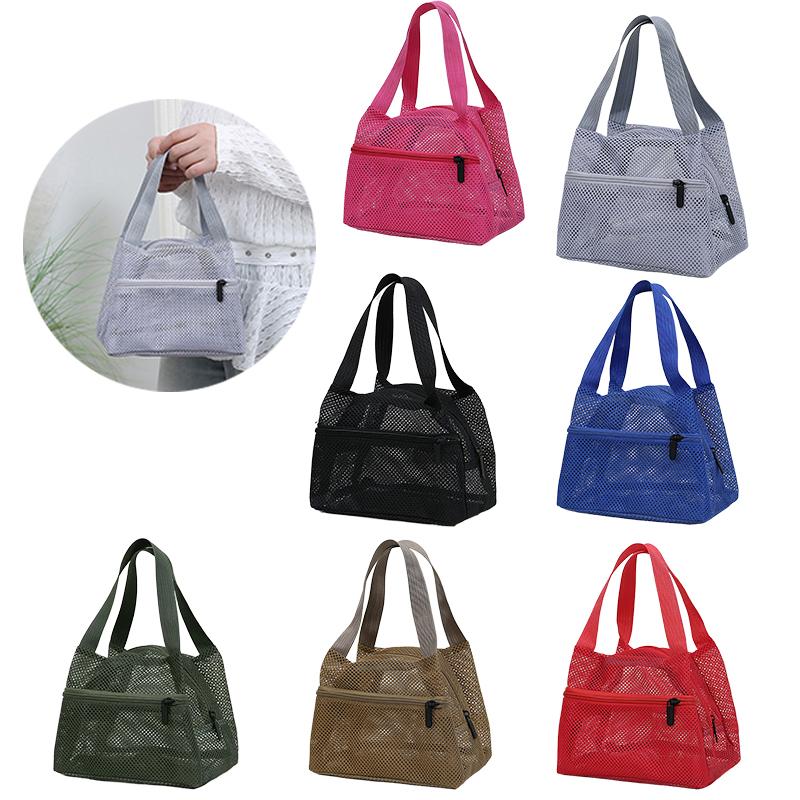 Torba siatkowa w jednolitym kolorze, podróżna kosmetyczka, duża pojemność, kosmetyczka, przenośne torby do przechowywania na sport, pływanie