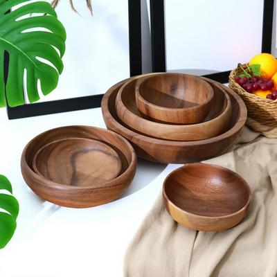 Japanese Style Wooden Salad Bowls Instant Noodles Yogurt Soup Bowl Large Acacia Wood Exquisite Container Health Eco-friendly