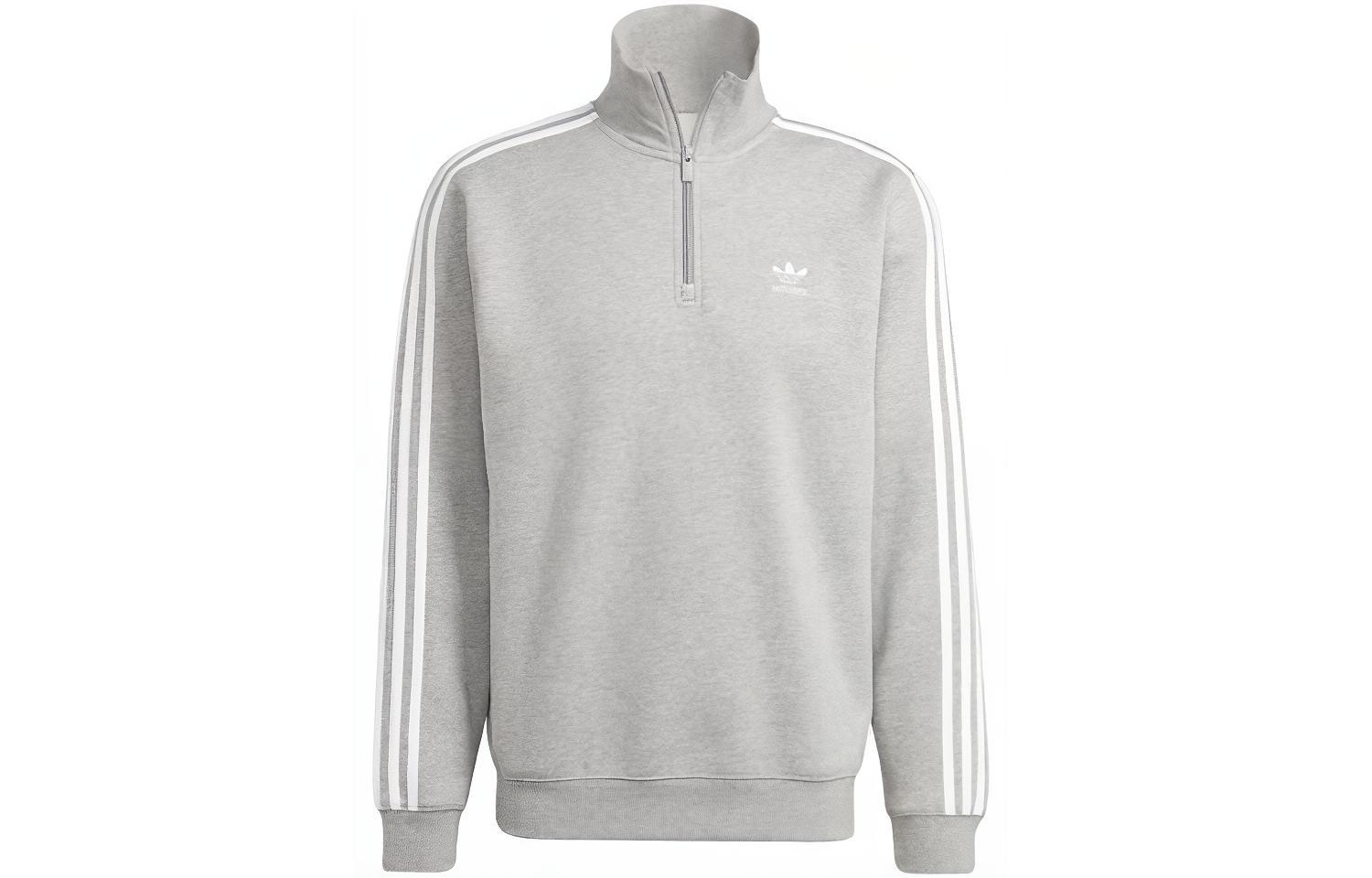 Adidas Originals Sweatshirts Men s Gray Stand Collar Moderate Regular IL2497 XXXL