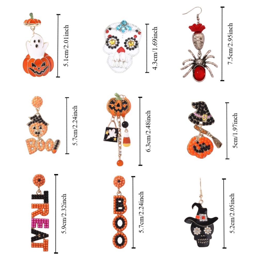 Trick Pumpkin Ear Studs Skull Spider Dangle Earrings Creative Halloween Earrings  Party