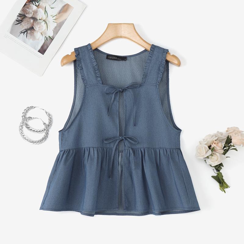 

ZANZEA Women Summer Square Collar Casual Sleeveless Tank Tops S