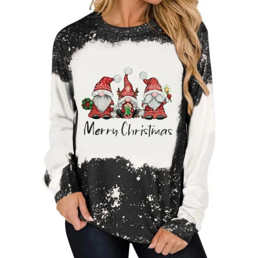 Dámské vánoční topy Ležérní volné tričko Podzimní dámské 3d Vintage 3D potištěný top