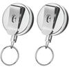 Accuprints Pack Of 2 Heavy Duty Retractable Badge Holder With Key Ring