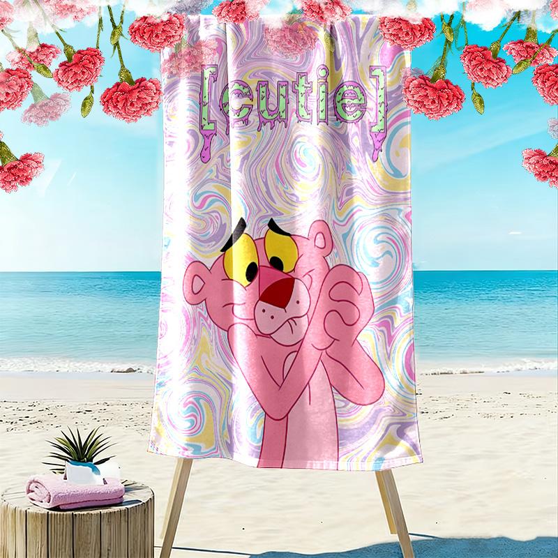 Pink Panther Print Beach Towel, Large Soft Quick Dry Towel for Beach Camping Swimming
