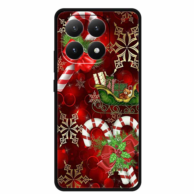 Christmas Cover For Xiaomi 15T 5G Case Black Silicone Cases TPU Santa Claus Christmas Tree Cover Cartoon Deer For Mi 15T 5G 15 T