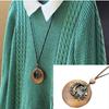 Retro Leather Rope Necklace with Wooden Alloy Pendant for Cotton and Linen Sweaters