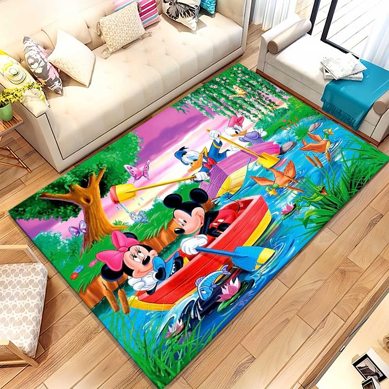 Cartoon Mickey Minnie Mouse Donald Duck Living Room Non-Slip Area Rug Soft Carpet for Bedroom Playroom Sofa,Home Decor Doormat