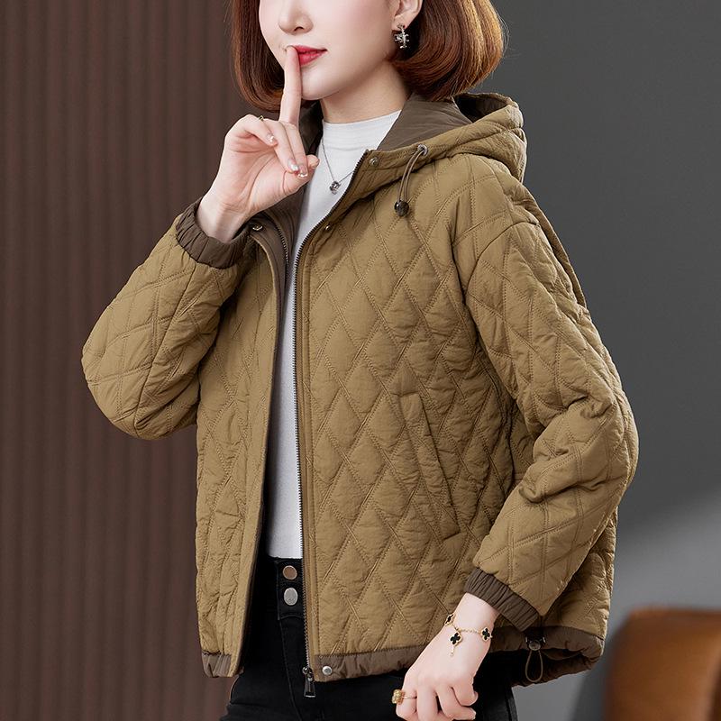 Women's 2024 Winter Hooded Quilted Cotton Jacket - Loose Fit, Plus Size, Warm Coat for Middle-Aged Women