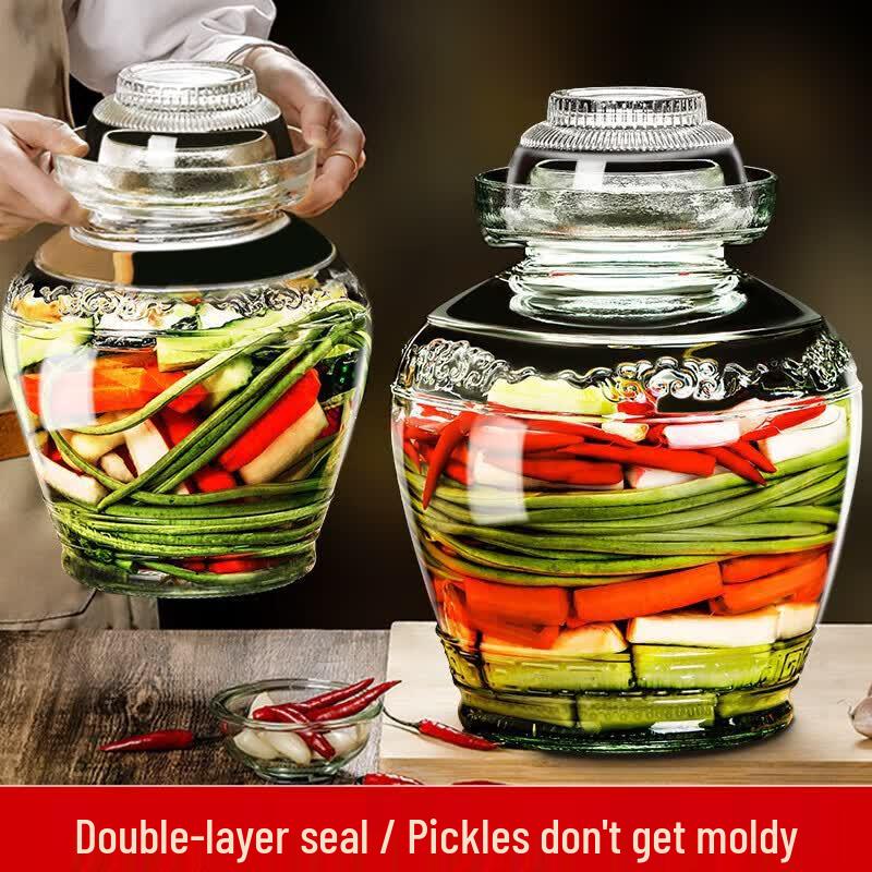 Sealed Thickened Glass Pickling Jar with Inner Lid