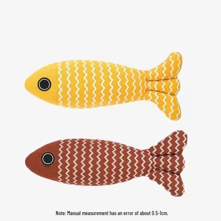 Catnip Burlap Fish Teether for Kittens - Self-Play Boredom Relief Toy