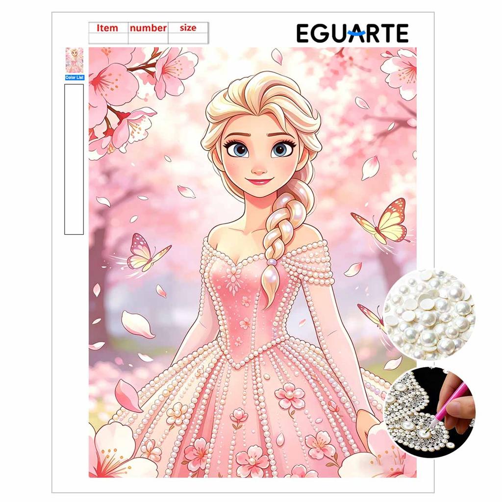 Disney Pearl Painting Frozen Elsa Pink Pearl Dress Handmade DIY Pearl Gemstone Painting Pictures Crafts Special Shape Home Wall Decoration