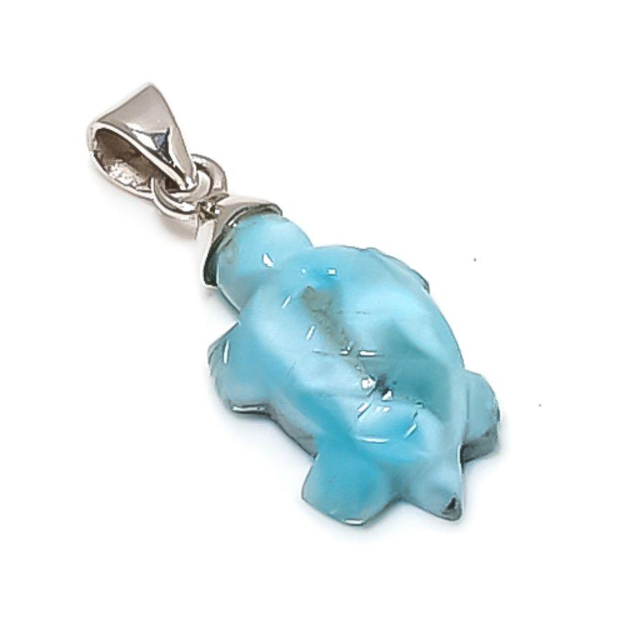 

Natural Larimar Gemstone Handmade 925 Sterling Silver Jewelry Pendant 1.26 a3S43