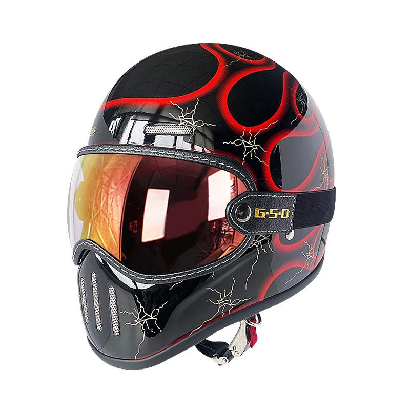 Fiberglass Retro Full Face Motorcycle Helmet for All Seasons - Unisex Winter Safety 3C Certified