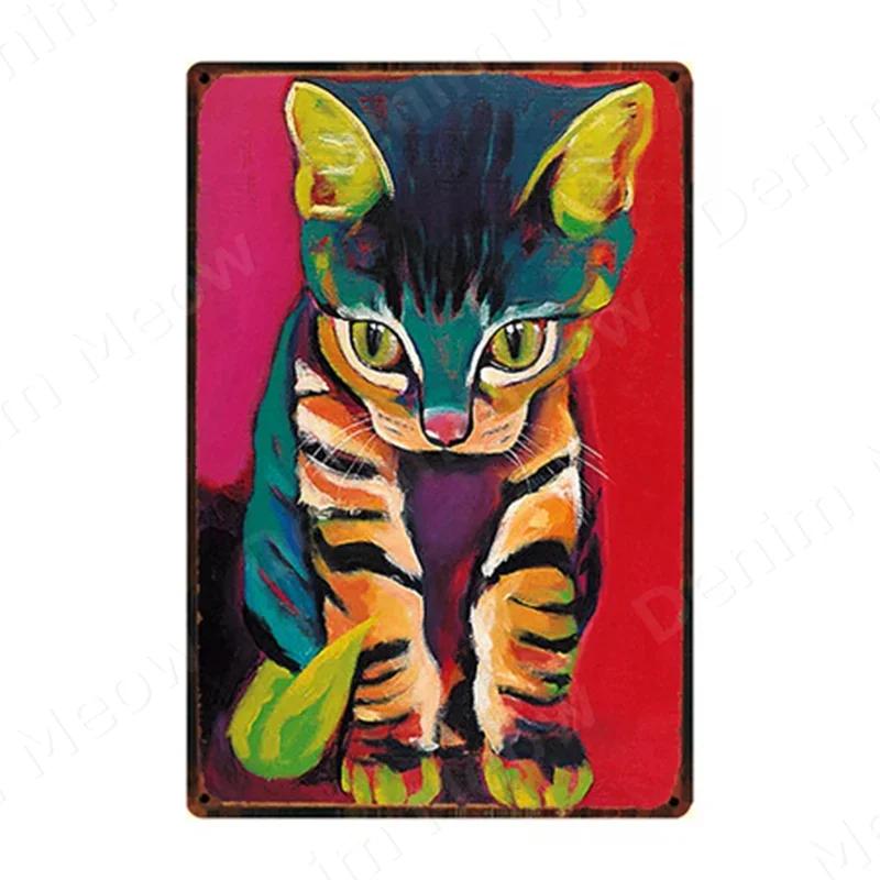 Crazy Cat Lady Lives Here Retro Plaque Black Cat Metal Tin Signs Bar Cafe Home Wall Decor Bengal Vintage Metal Art Poster N359