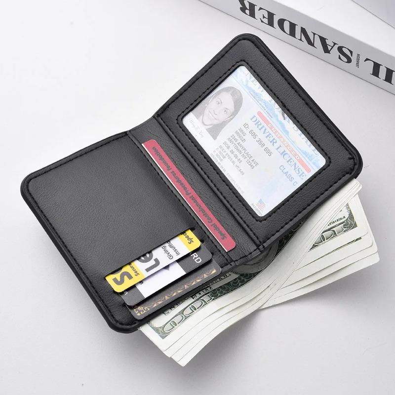 Men's Thin PU Leather Card Holder Slim Vertical Credit Card Wallet for Daily Carry Minimalist Design Holds Multiple IDs and Cash