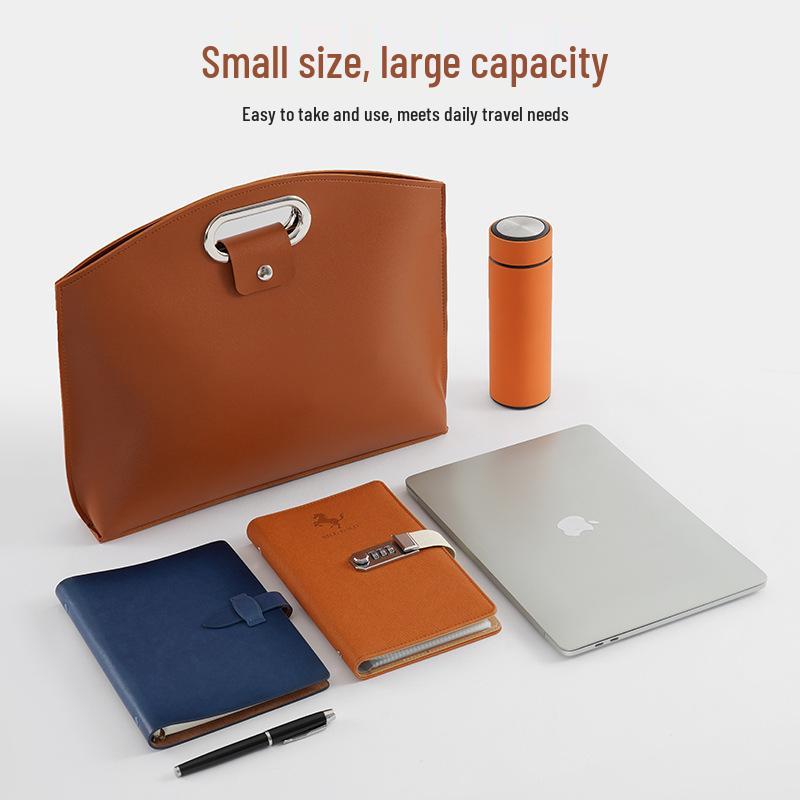 Elegant Women's Soft Leather Laptop Tote - High-End, Large Capacity, Fashionable Briefcase for Work and Commuting.