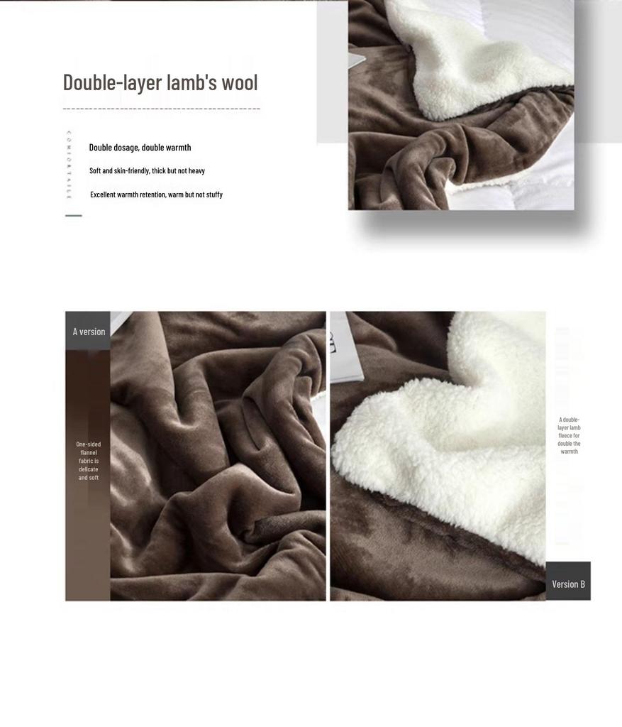 Xianci Double-Layer Lambswool Coral Fleece Throw Blanket for Sofa and Office