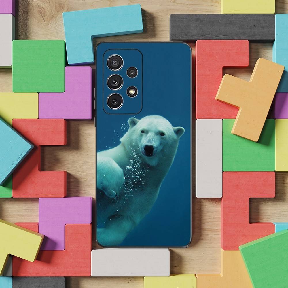 Cool Animal Polar Bear For Samsung S9,S10,S20,S10,S21,S25,S24,S23,Ultra,FE,Plus,Lite,Soft Silicone Black Case