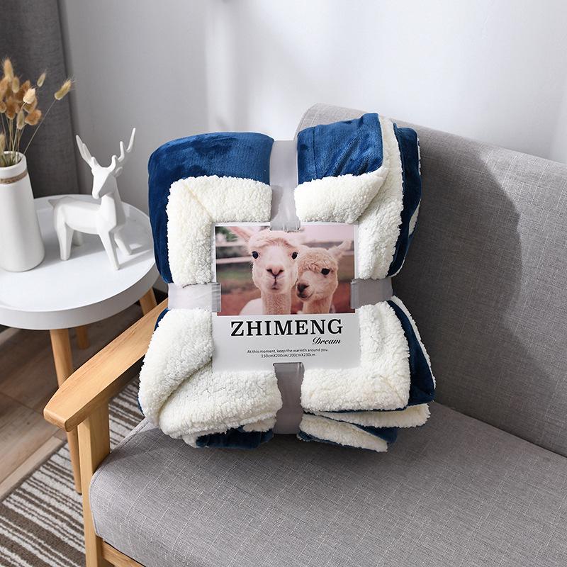 New Lamb Fleece Blanket - Solid Color, Double-Layer, Thickened Flannel for Children
