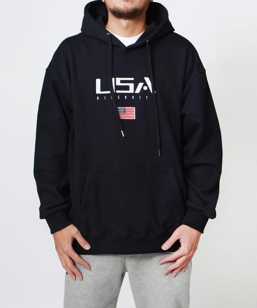 Usds Oversized Fleece-Lined Hoodie Navy
