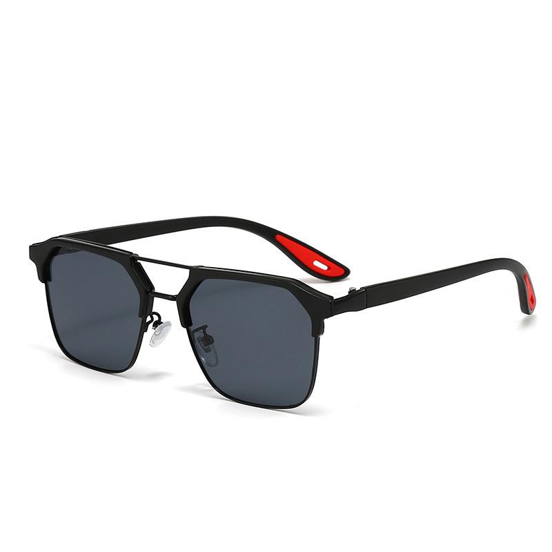 Gafas de Sol Poligonales de Media Montura Gafas de Sol Retro Gafas de Conducir Sin Graduación Parasoles Avanzados para Exteriores