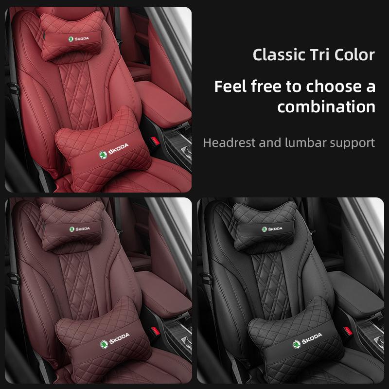 Accesorii Pernă Lombară Scaun Tetiere Piele Mașină Pentru Skoda Octavia Mk3 Fabia Yeti Kamiq Kodiaq Karoq Rapid Vrs Superb Scala