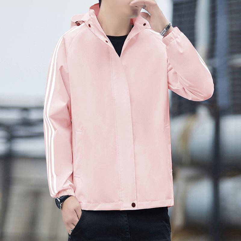 Coat for Men's Autumn and Winter New Loose and Versatile Striped Hooded Jacket Jacket for Outerwear
