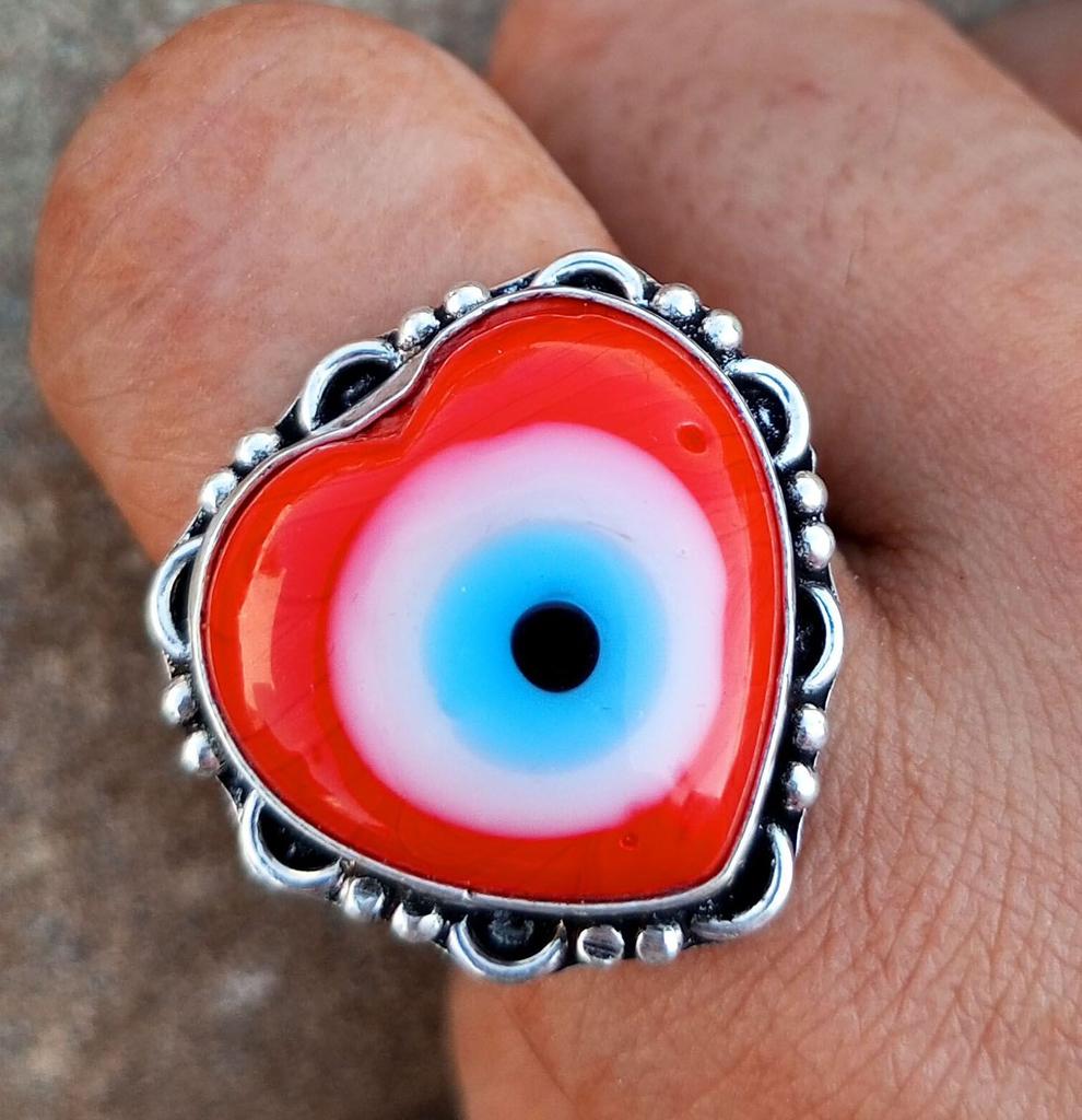 Evil Eye Gemstone 925 Sterling Silver Plated  1 pcs Ring chris-br116