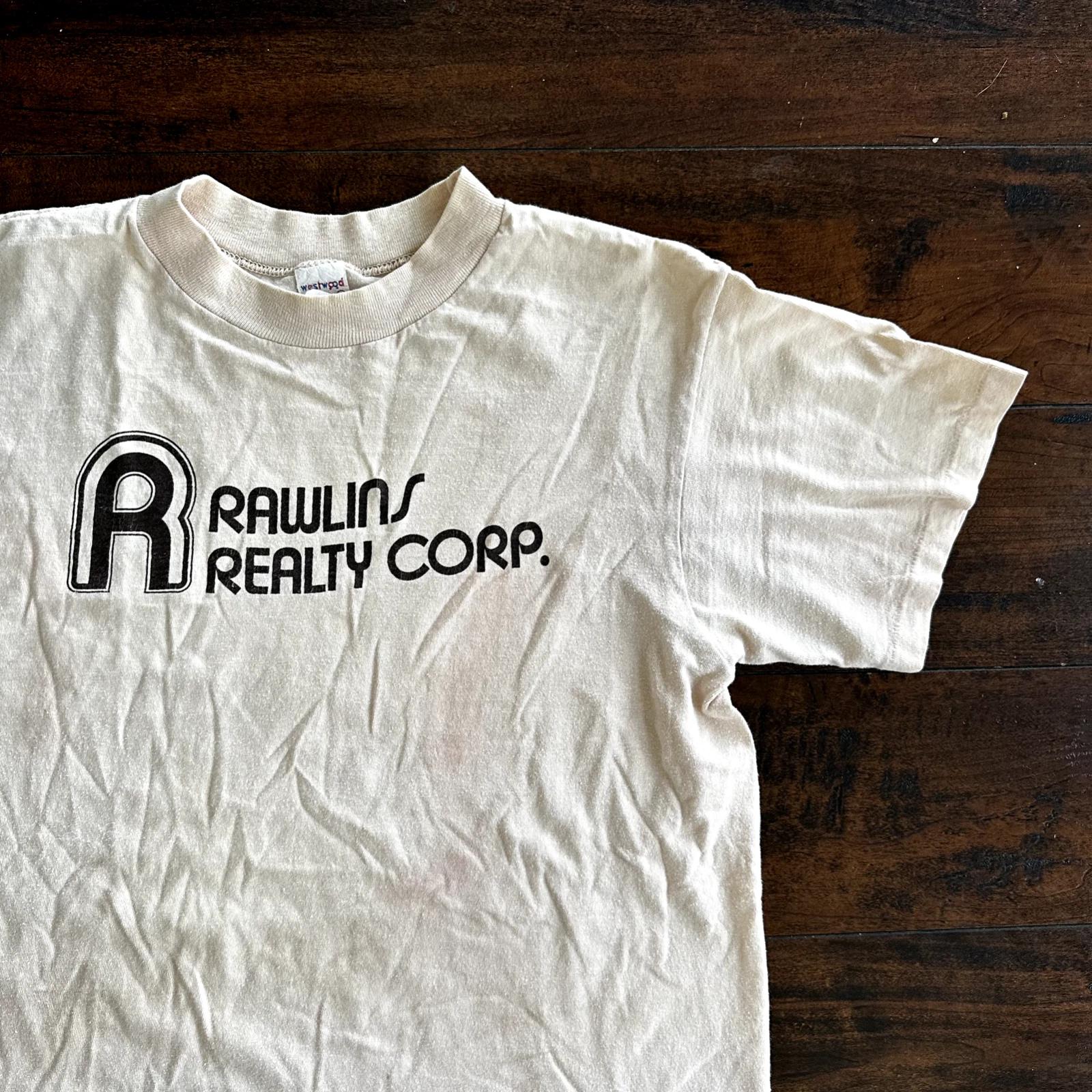 

Rawlins Really Corp 70s Vintage T Shirt 1970s 80s Westwood Tan Houses Oregon S