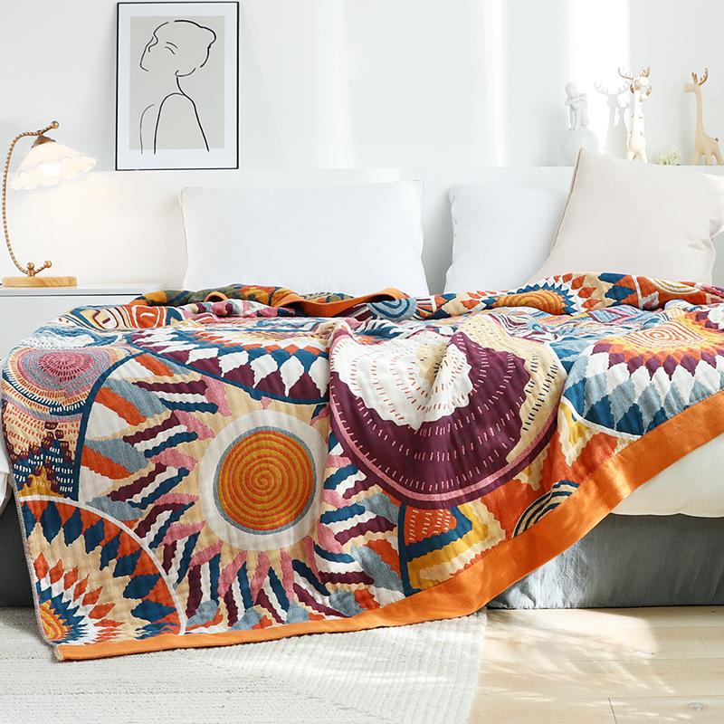 Minimalist Gauze Cotton Summer Quilt Blanket - Lightweight Air Conditioning Nap Cover.