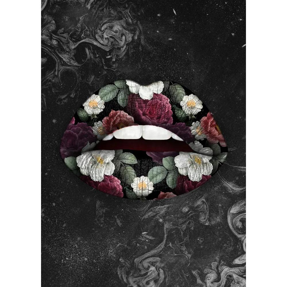 Luxury Modern Golden Lips Money Flower Poster Print Abstract Canvas Painting Wall Minimalist Art for Living Room Home Decoration