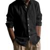 Mens Stand Collar Long Sleeve Breathable Casual Cotton Linen Shirt