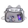 Mechanical Student Cat Backpack With Grid Pocket Cartoon Print For Wear Casual