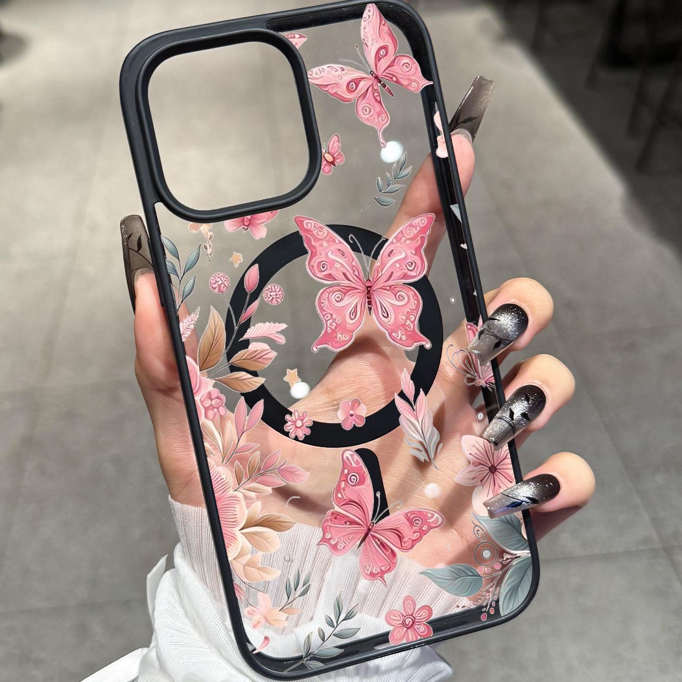 

iPhone 16 Flower Vine Transparent Case - Fits Apple 15/17Pro, Trendy Design iPhone 13 Pro
