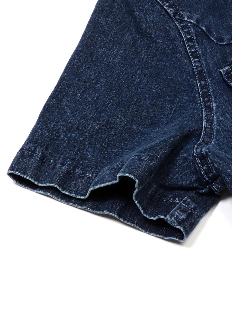 Women's Denim Skirt Dress: Short Sleeve, Cardigan Style with Cinched Waist and Pockets