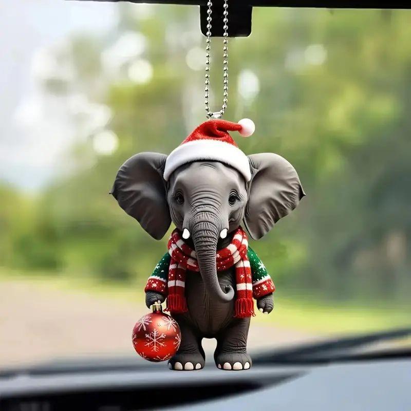 Acrylic Whimsical Cartoon Christmas Tree Hanging Ornament For Festive Interior Car
