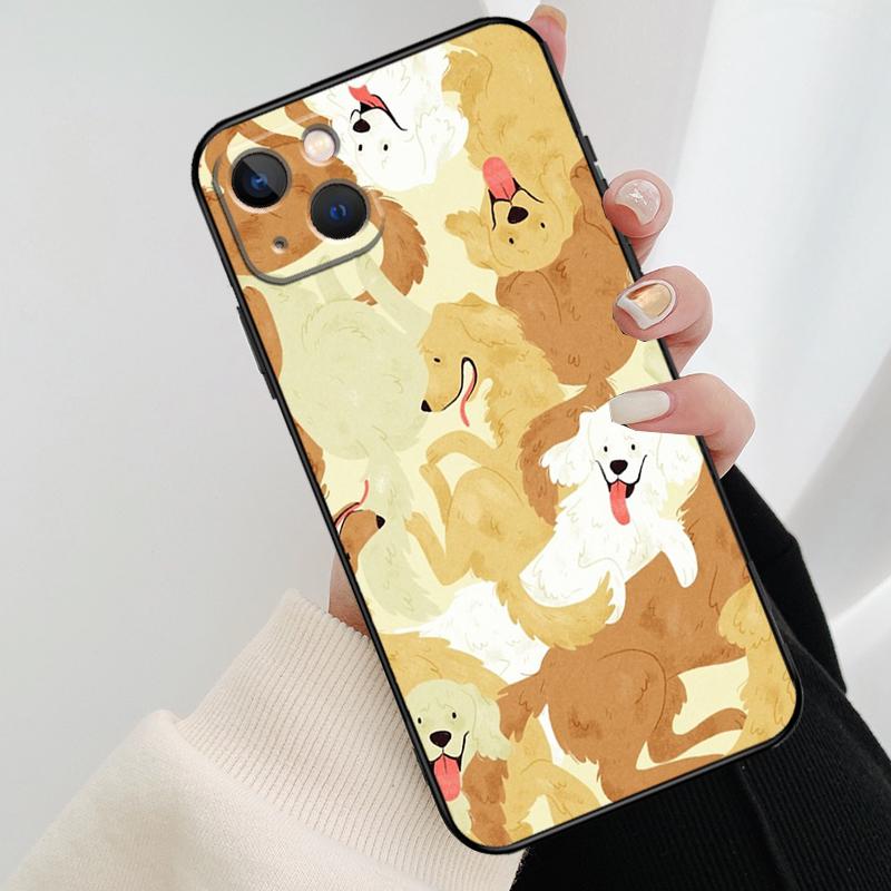 Cartoon Golden Retriever Dog Phone Case For iPhone 17 Pro Max 14 13 12 11 15 16 Pro Max mini 15 16 Plus 16e 17 Air Cover