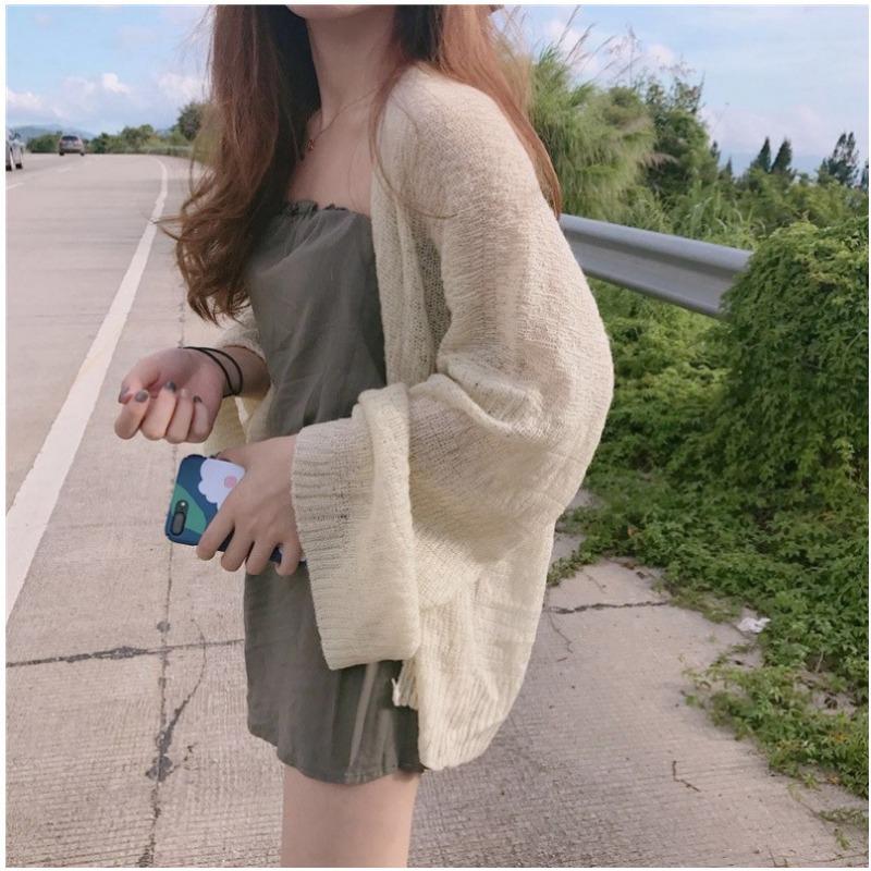 Autumn Winter Solid Color Loose Casual Cardigan Sweater Women Long Sleeve Vintage Knitting Coat Jacket Top