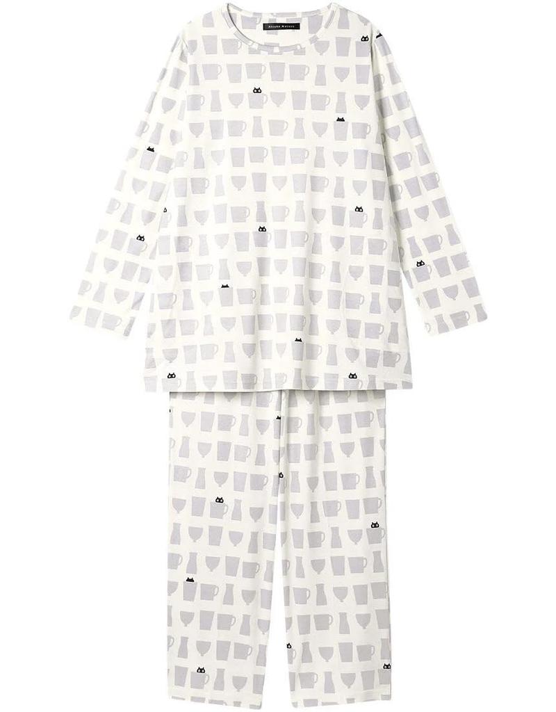 Wacoal RELAX SLEEP Atsuko Matano Long Sleeves and Cotton Size IV L & Pajamas, Pants, 100% (Smooth Material), (HDX547)