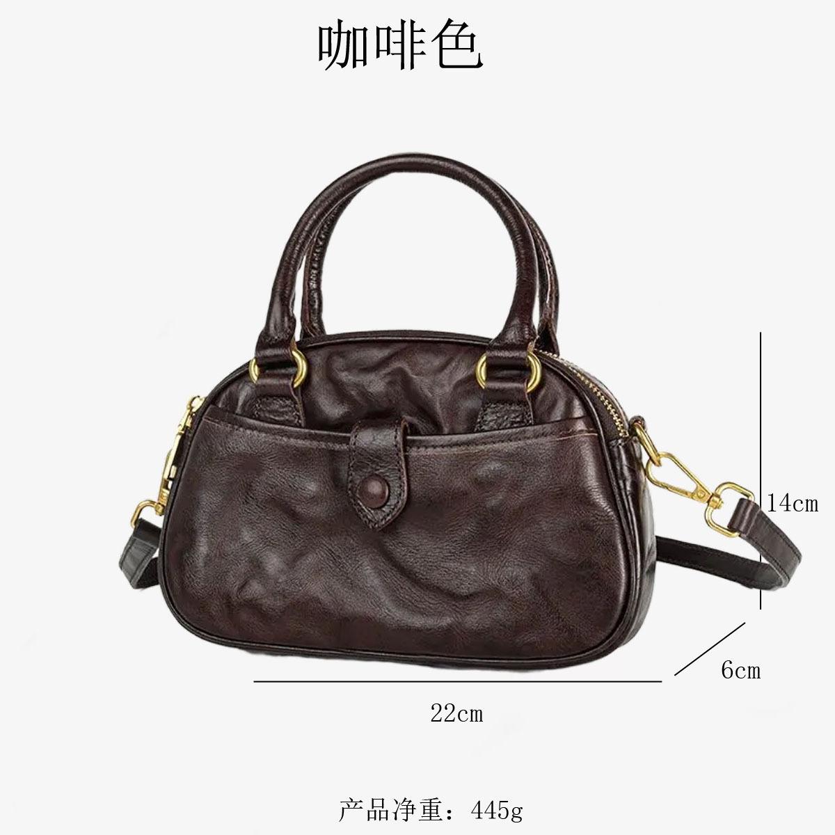 

25 Ся Новая Плиссированная Винтажная Портативная Сумка-Ракушка из Коровьей Кожи Растительного Дублирования Простая Универсальная Сумка Кроссбоди Боулинг для Девушки темно-коричневого