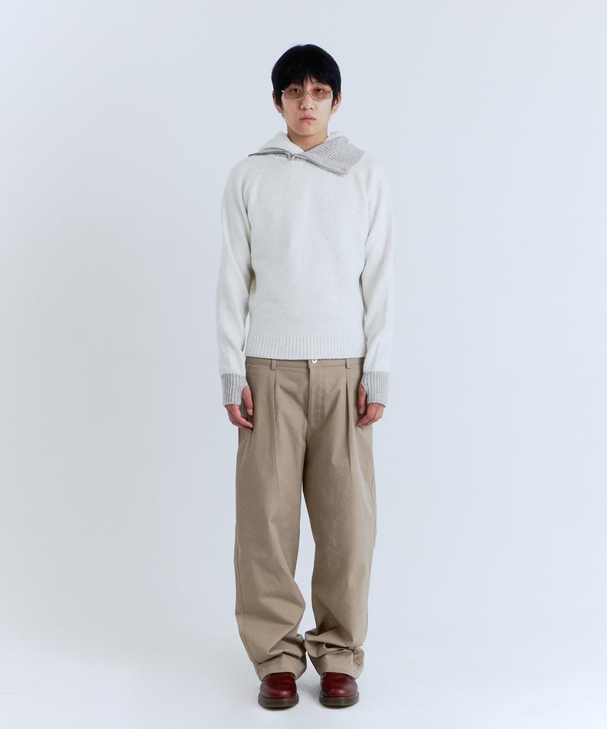 PARADIGMFILM [Ep.03] Slant High-Neck Hooded Knit (Ivory)