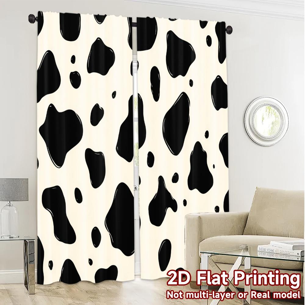 Set Of 2 Flat Printing Jit Curtains Without Rod Cowprint Popular Polyester Outdoor Curtain With Sheer