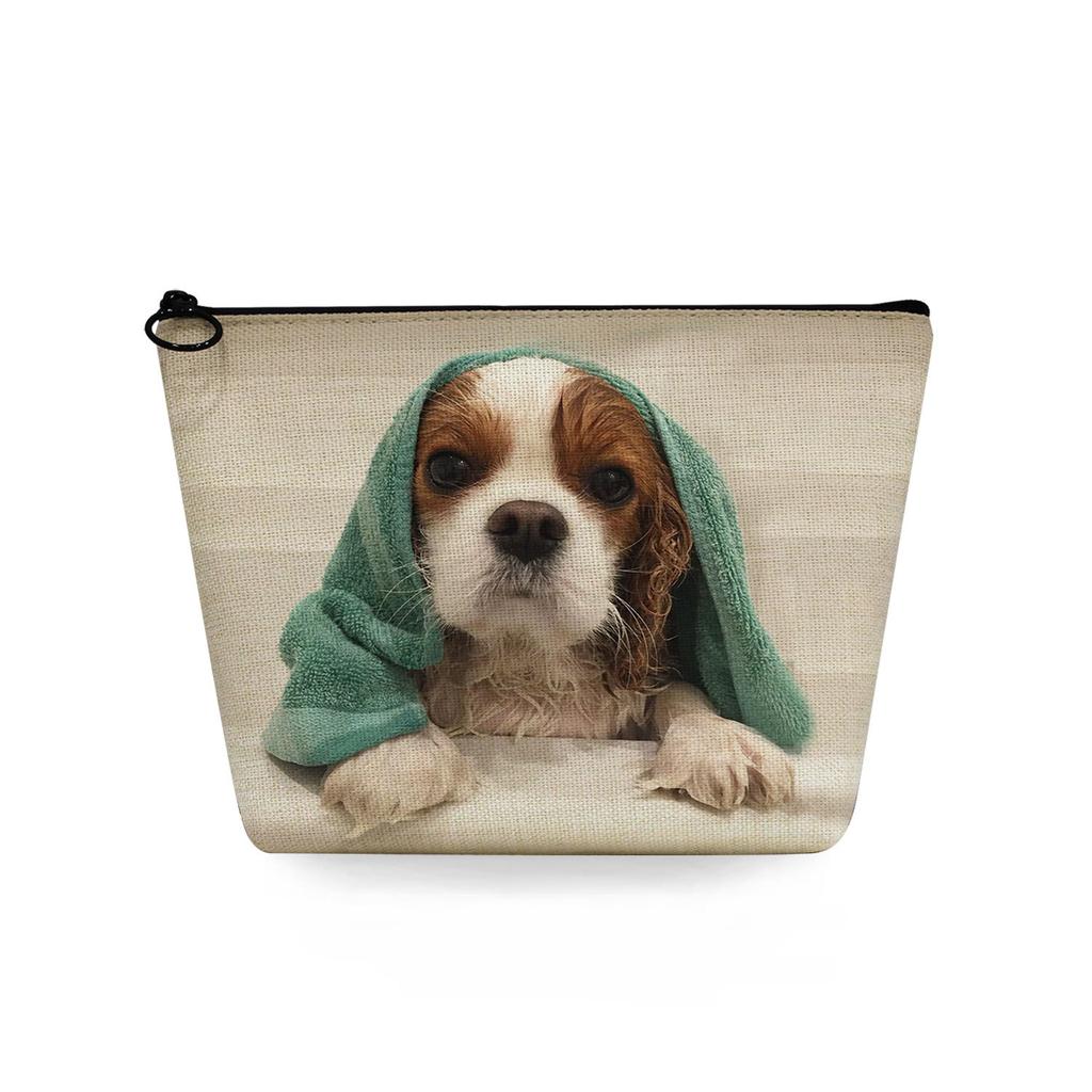 Women Dog Print Cosmetic Bag Toiletries Organize Travel Storage Case 6716