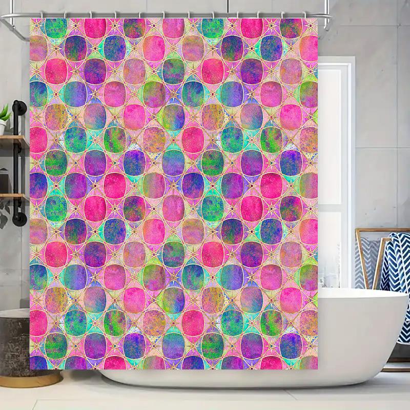 

Brightly Colored Shower Curtain Waterproof Fabric Bath Decorative Printed Pattern 240X180cm Modern Home Decoration 90x180cm