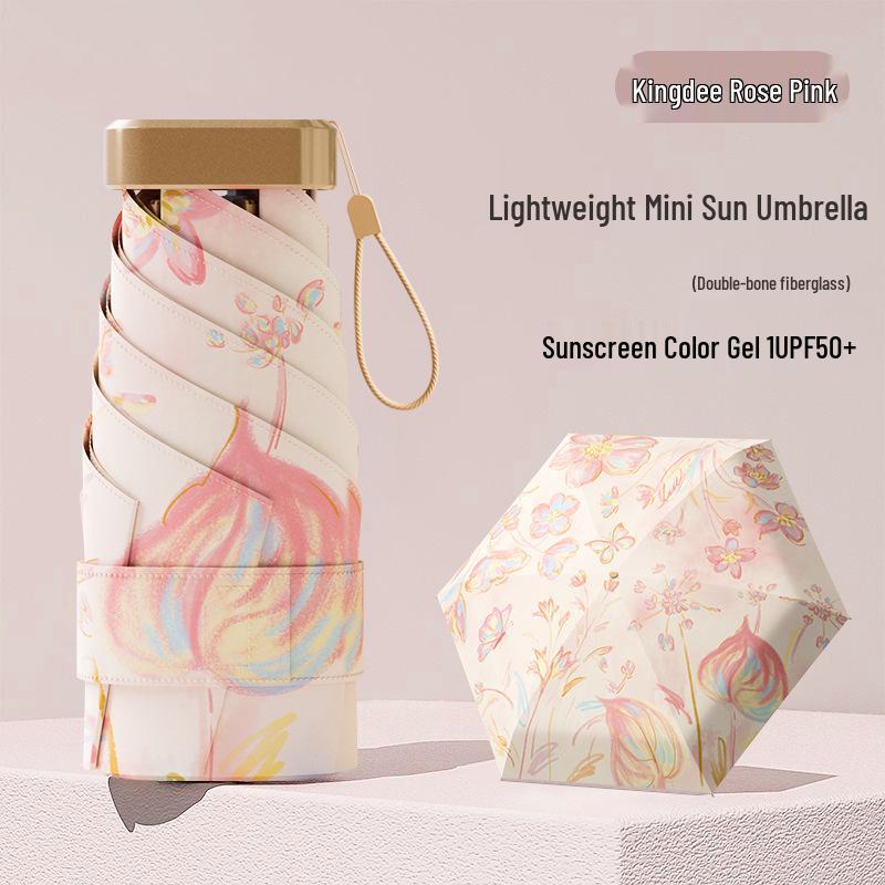 Women's Mini Anti-UV Sunshade Umbrella - Portable, Dual-Use for Sunny & Rainy Days