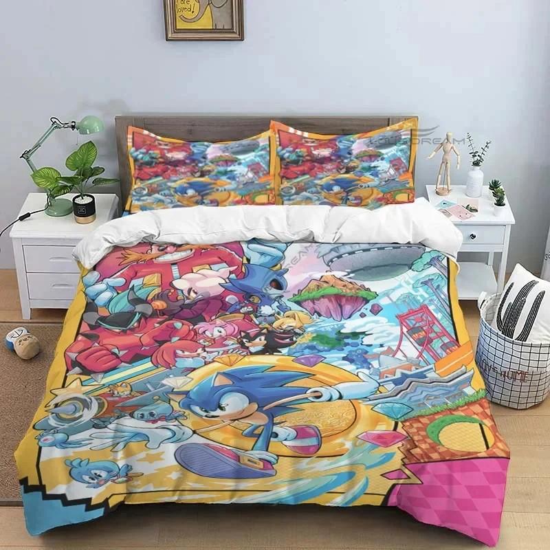 Set Biancheria da Letto Cartone Animato 3D Riccio Copripiumino Set Letto Coperta Copricuscino Set Biancheria da Letto King Queen Size
