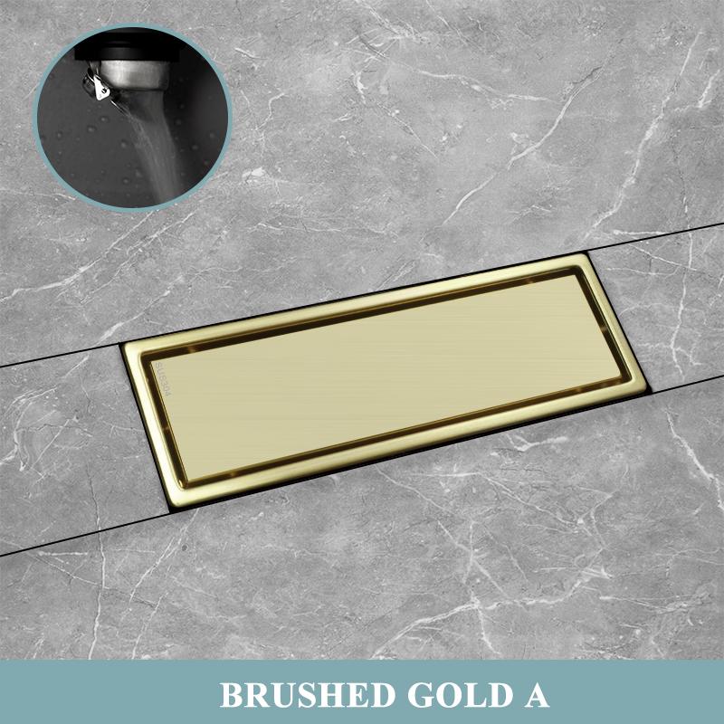 Brushed Rose Gold Floor Drain SUS304 Floor Conceal Drain 30CM/60CM Long Drainage Channel Drain for Hotel Bathroom Kitchen Floor