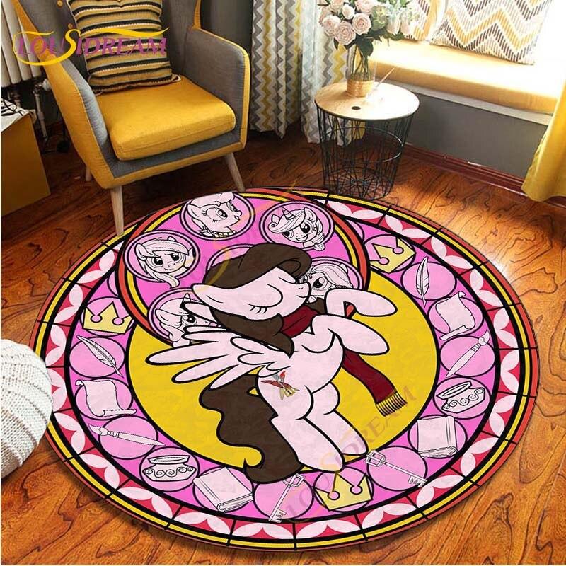 

Круглий килимок з друкованим вітражем 3D мультяшний Єдиноріг Круглий килимок Кошмарний місяць Круглий килимок Вітальня Кімната Дитячий ігровий килимок Килимок 120cm