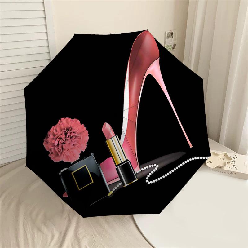 

1PC high heel lipstick Umbrella-8-Rib Reinforced Portable Folding Travel Suitable for All Seasons Outdoor Daily Use-J324