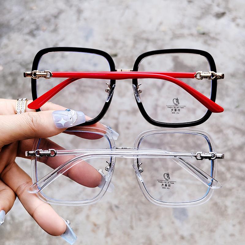 New TR90Square large frame anti-blue light flat glasses Personalized plain face-covering decorative myopia glasses frame